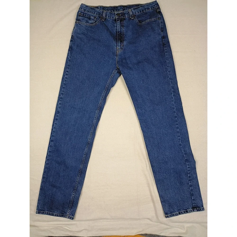 Levi's Mens 505 Regular Fit Straight Leg Medium Wash Denim Jeans 36x34